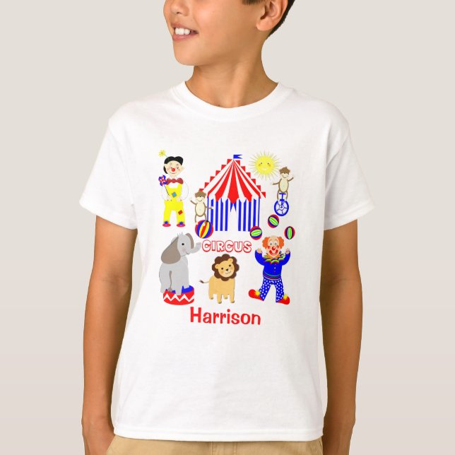 Circus Tält Tecknad Clowns & Animals Personlig T Shirt (Framsida)
