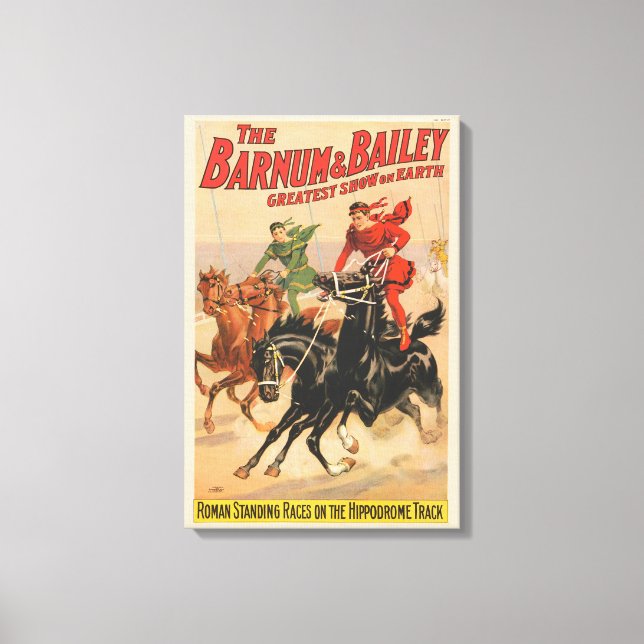 Circus Tävling med Manar som korsar två hästar. Canvastryck (Framsida)