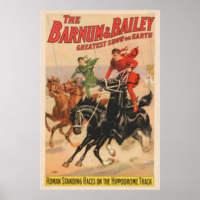 Circus Tävling med Manar som korsar två hästar. Poster (Framsidan)