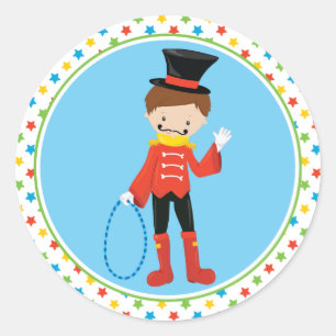 Circus-tema   Ringmaster Runt Klistermärke