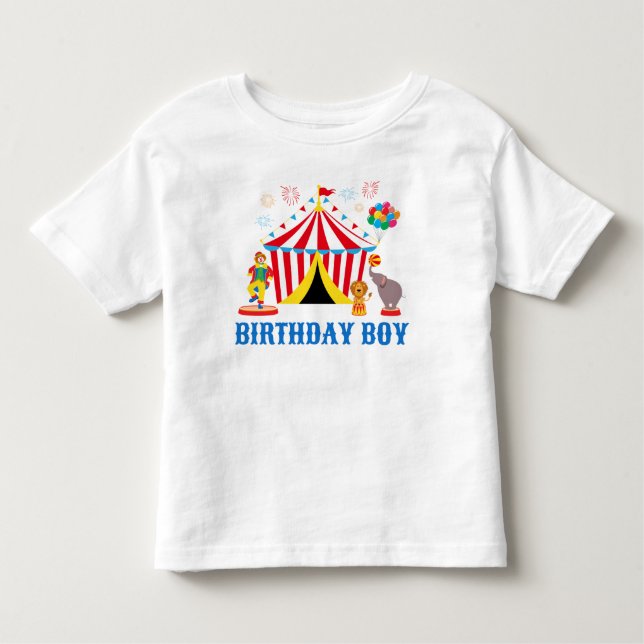Circus Theme Birthday Boy Carnival Party Shirt T (Framsida)