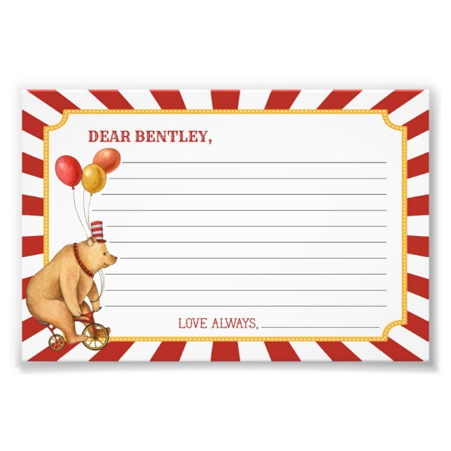 Circus-tidskapskort för födelsedag eller Baby Fototryck (Framsidan)