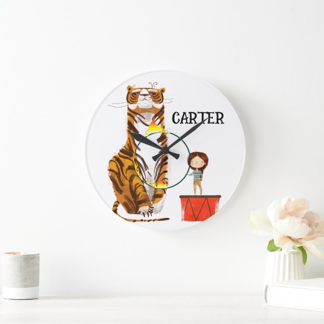 Circus Tiger Trainer Nursery Stor Klocka (Hem)