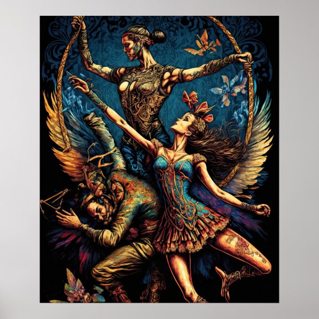 Circus Trapeze Artists Performer Cirque Vaudeville Poster (Framsidan)