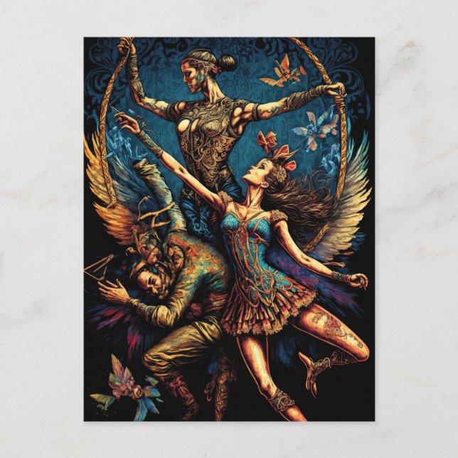 Circus Trapeze Artists Performers Cirque Festival Vykort (Framsida)