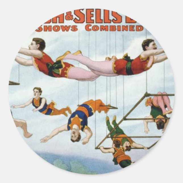 Circus Trapeze Runt Klistermärke (Framsida)