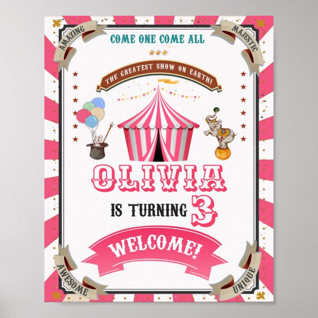 Circus välkomna party-tecken Karnival-välkomstpost Poster (Framsidan)