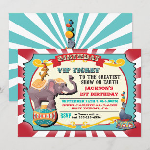 Circus VIP biljett födelsedagsfest Inbjudningar