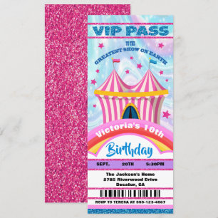 Circus VIP-pass biljett födelsedag - inbjudan