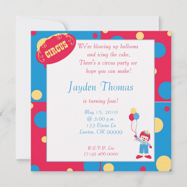 Circuscopy, vi spränger ballonger... inbjudningar (Framsida)