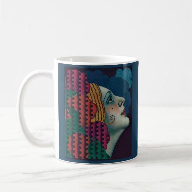 cirka 1930 art deco kvinna tryck kaffemugg (Vänster)