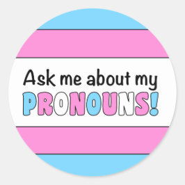 Cirka Pronouns-märke (Trans-Pride) Runt Klistermärke