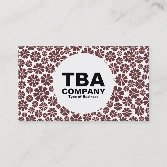 Cirkel 8 Petals - Mörk Brown på vitt Visitkort (Framsida)
