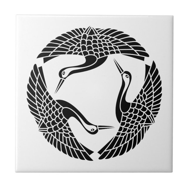 Cirkel av tre tranor kakelplatta (Framsidan)