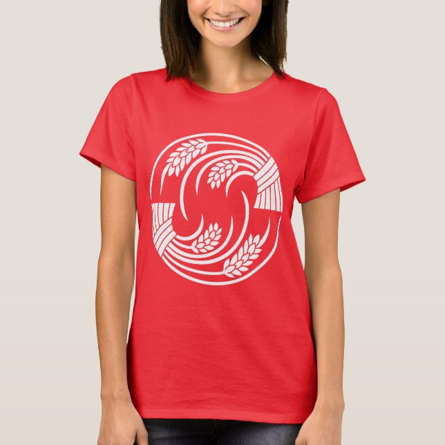 Cirkel av två ris-huvudväxter till svan tee shirt (Framsida)