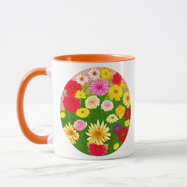 Cirkel av Vild Blommor, Röd och Gult Mugg (Vänster)
