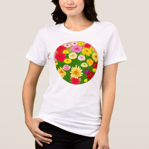 Cirkel av Vild Blommor, Röd och Gult T Shirt