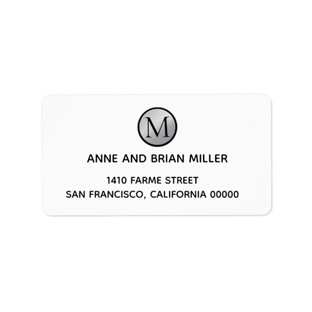 Cirkel, engramsbricka och groomvit bröllop adressetikett (Framsidan)