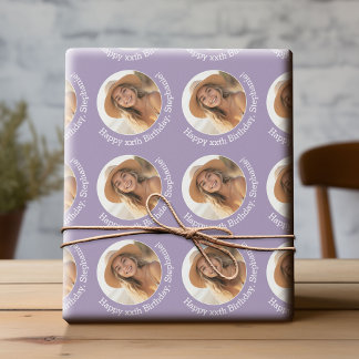 Cirkel ett foto med födelsedag Hälsning - Lilac Presentpapper