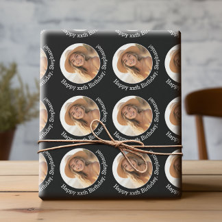 Cirkel ett foto med födelsedag Hälsning - svart Presentpapper