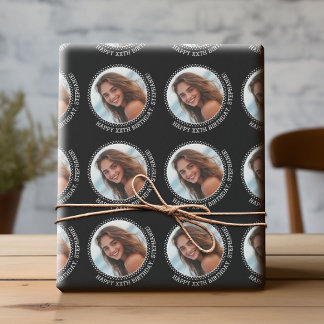 Cirkel ett foto med födelsedag Hälsning - svart Presentpapper