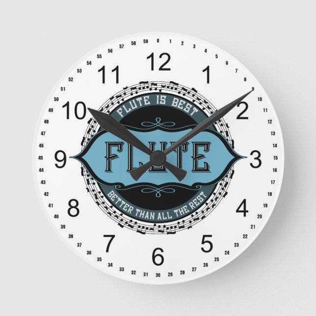 Cirkel för flute Best Music Note Rund Klocka (Framsida)
