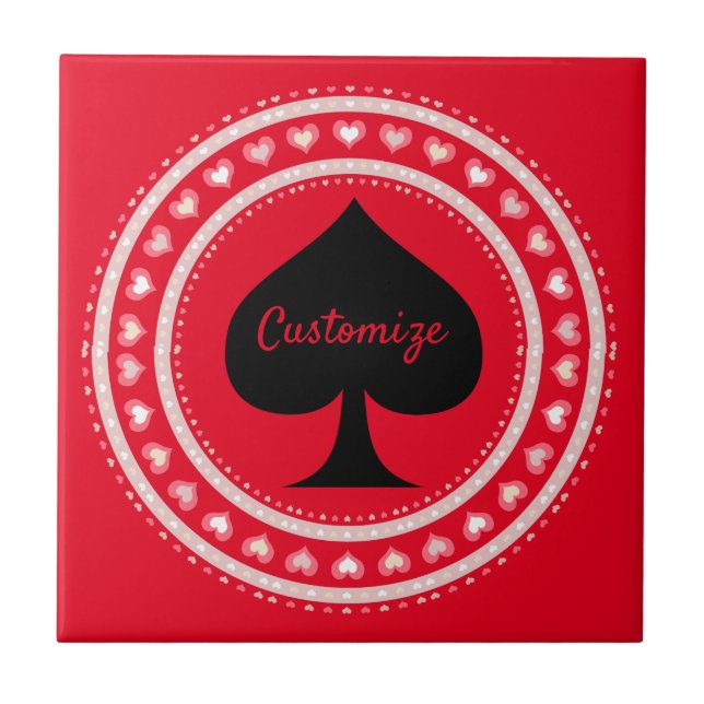 Cirkel Hjärtar Svart spade Thunder_Cove  Kakelplatta (Framsidan)