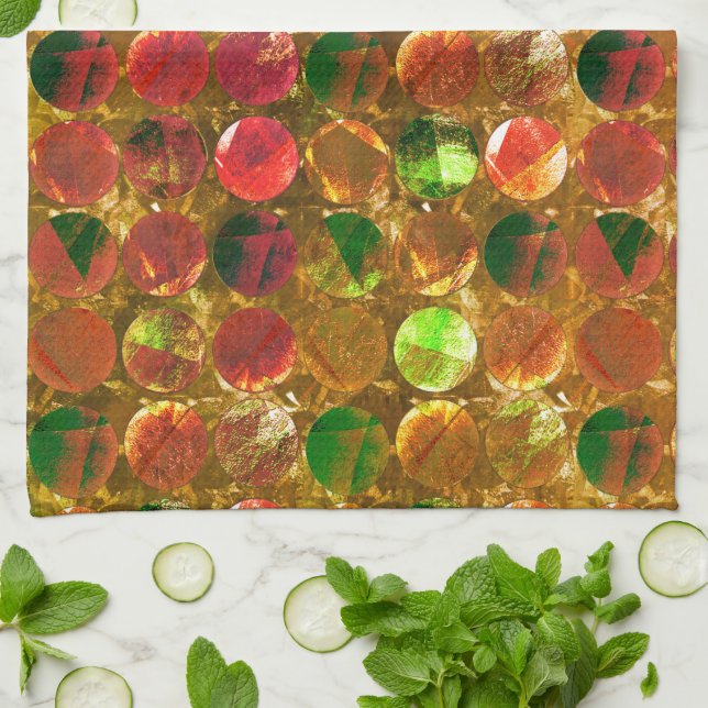 Cirkel i struktur på grov orange kökshandduk (Vikta)