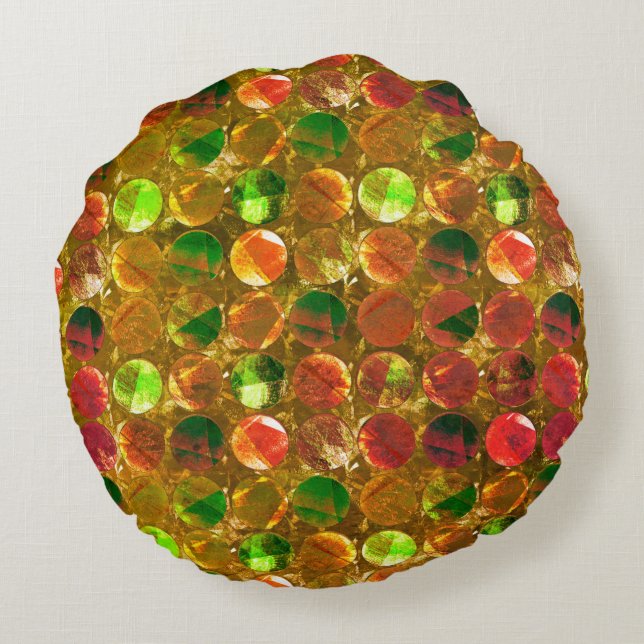 Cirkel i struktur på grov orange rund kudde (Baksidan)