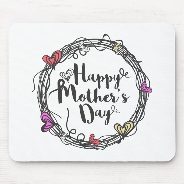 Cirkel med Hearts Lycklig Mors dag | Mousepad Musmatta (Framsidan)
