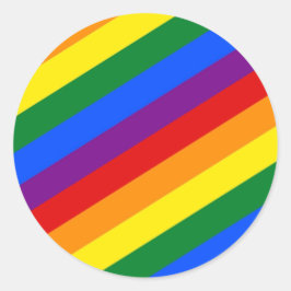 cirkel med regnbågsdiagonalt rand mönster runt klistermärke