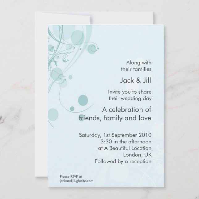 Cirkel och virvel (blå) 5x7 inbjudningar (Framsida)