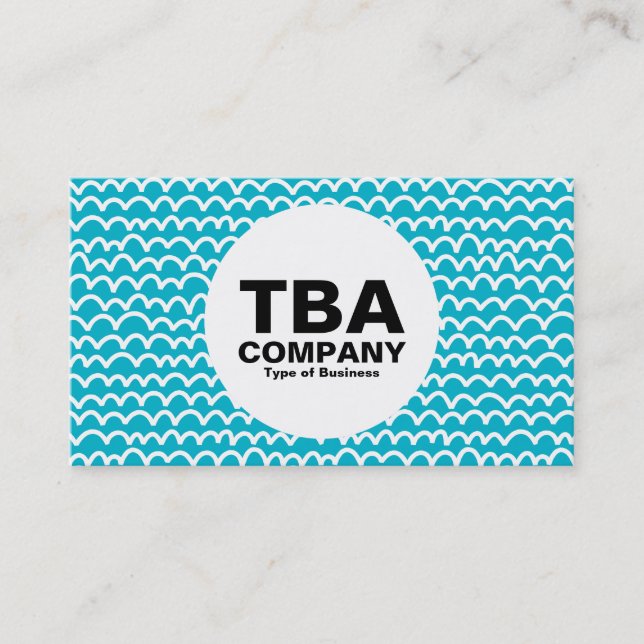 Cirkel - Vågigt - Vitt på Aqua Blue 00b2ca Visitkort (Framsida)