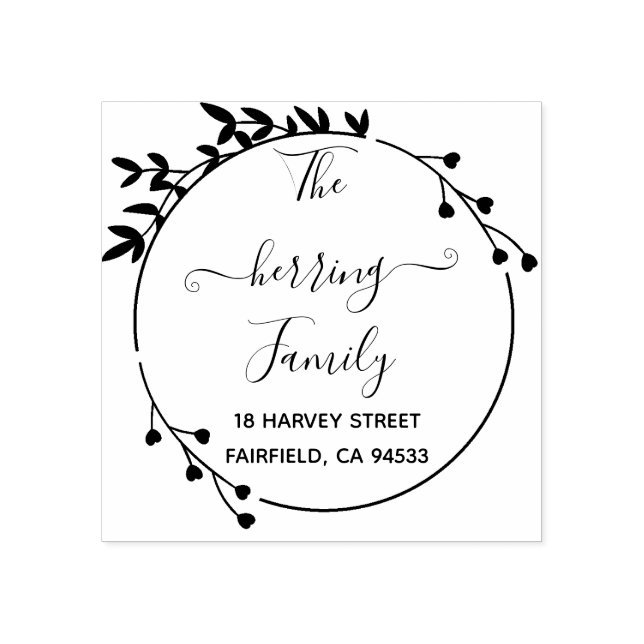 Cirkelblommor, handskriven Returadress Stämpel (Tryck)