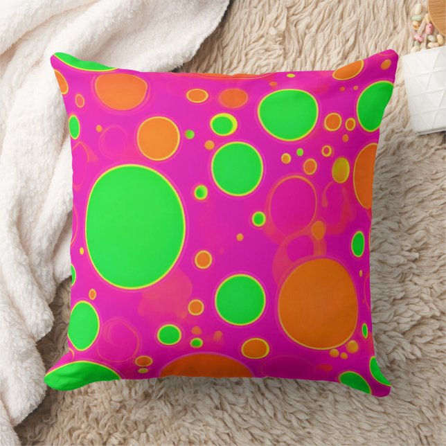 Cirkeldesign för Rosa och Grönt i nylon Kudde (Filt)