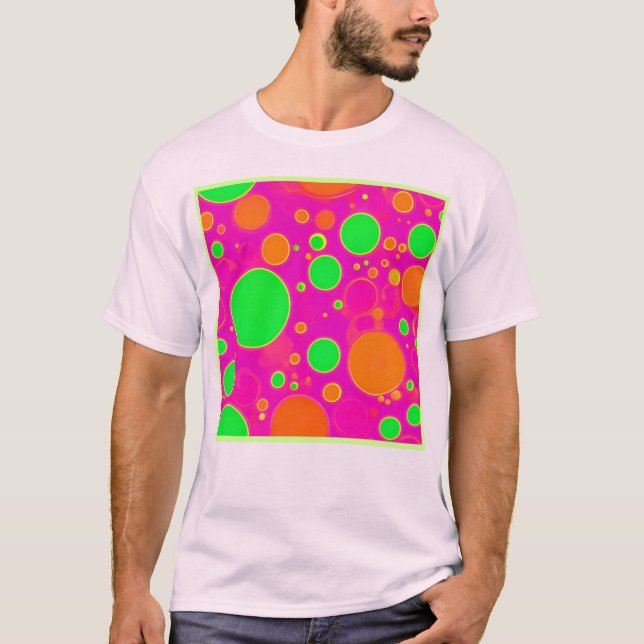 Cirkeldesign för Rosa och Grönt i nylon T Shirt (Framsida)
