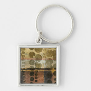 Cirkeldroppar av Grönt Fyrkantig Silverfärgad Nyckelring