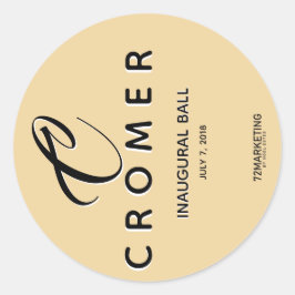 CIRKELETIKETT CHAMPAGNE INAUGURAL BOLL STICKER RUNT KLISTERMÄRKE