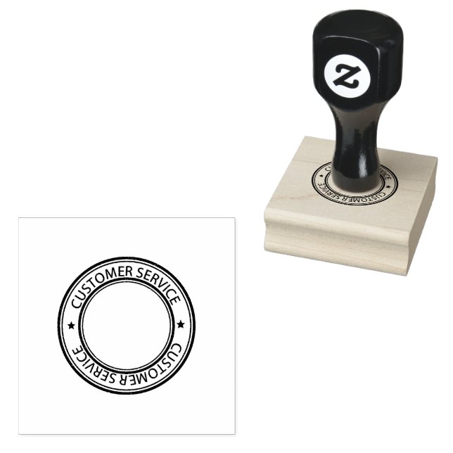 Cirkelform KUNDERVICE Logo Jet Svart Bläck Stämpel (Stämplad)
