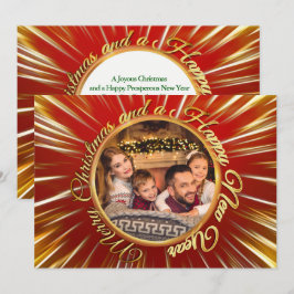 Cirkelfoto god jul Gott nytt år Guld Julkort