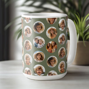 Cirkelfoto Mönster - 12 Bilder - grönt Kaffemugg