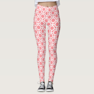 Cirkelgeometriskt mönster på ljus korallrosa leggings