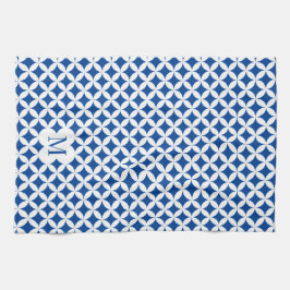 Cirkelkvarts mönster monogram anpassningsbar färg kökshandduk