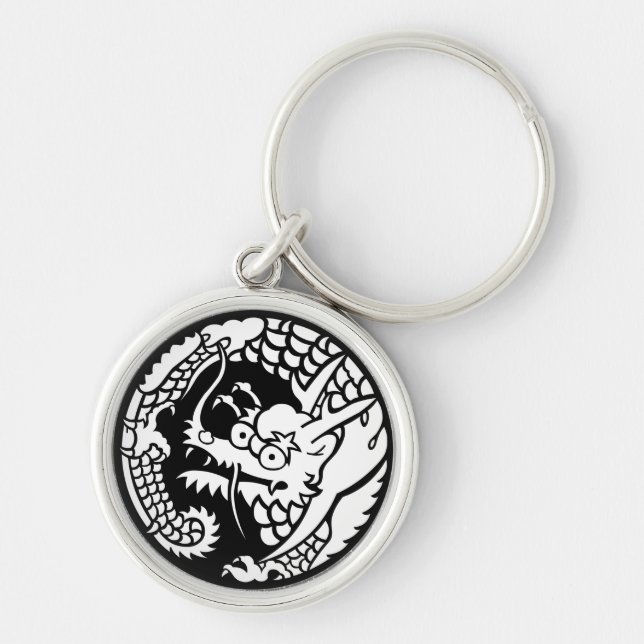 Cirkeln av Nichiren sect Dron Keychain Rund Silverfärgad Nyckelring (Framsidan)