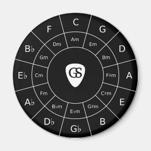 Cirkeln Fifths - Vit design för musikermagn Magnet