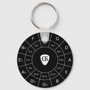 Cirkeln Fifths - Vita musikteoriens grafiklangente Nyckelring