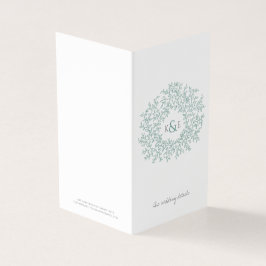 Cirkeln för löv grönt bröllop karta och närmare up kort