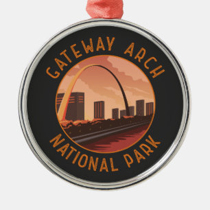 Cirkeln för retro-uppringd gateway Arch National P Julgransprydnad Metall