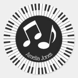 Cirkeln i Piano Nycklar Design Runt Klistermärke