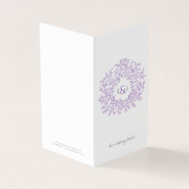 Cirkeln löv, vita lila bröllop-riktningar kort